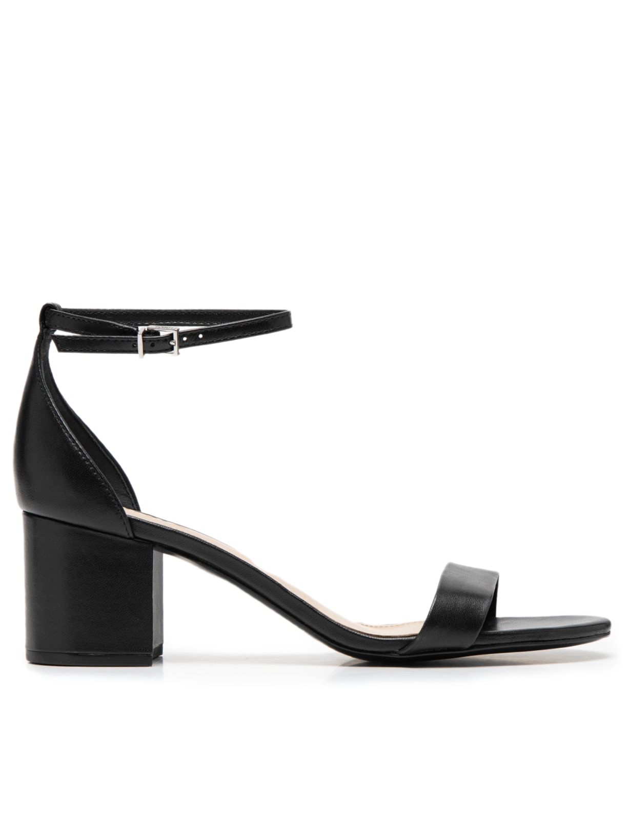 Sandália Feminina Salto Bloco Couro - Preto