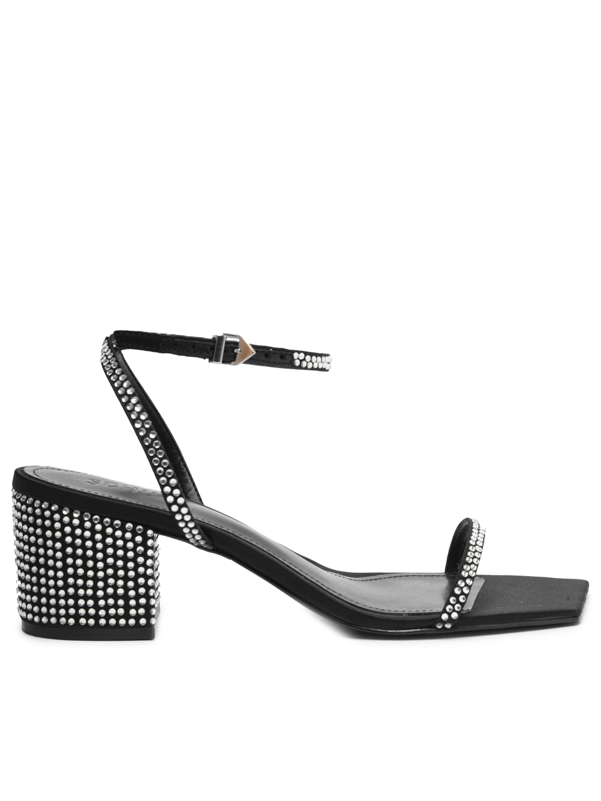 Sandália Feminina Salto Bloco Médio Kendall Cetim - Preto