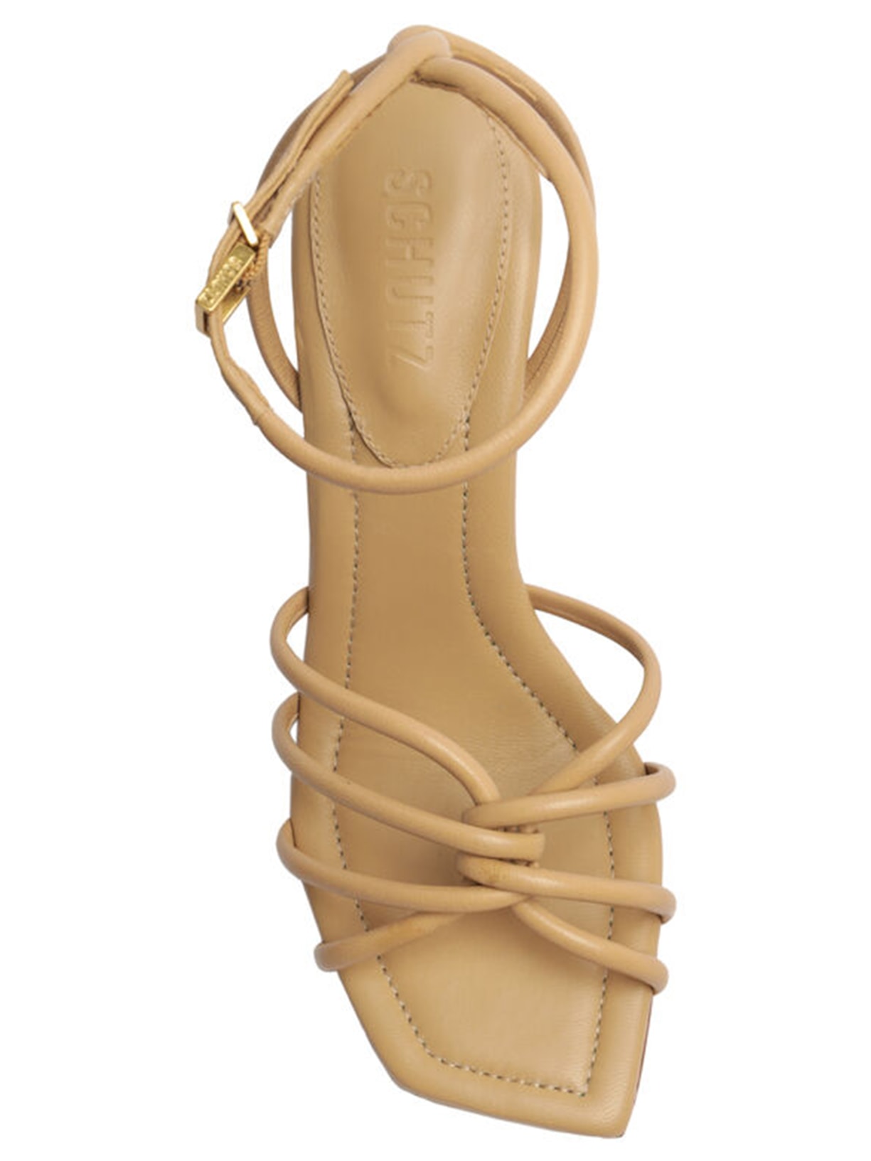 Sandália Feminina Salto Bloco Napa Bege Schutz