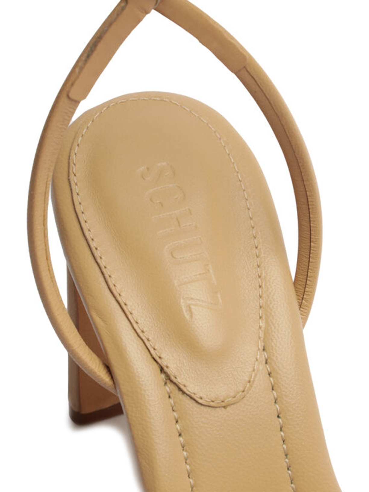 Sandália Feminina Salto Bloco Napa Bege Schutz