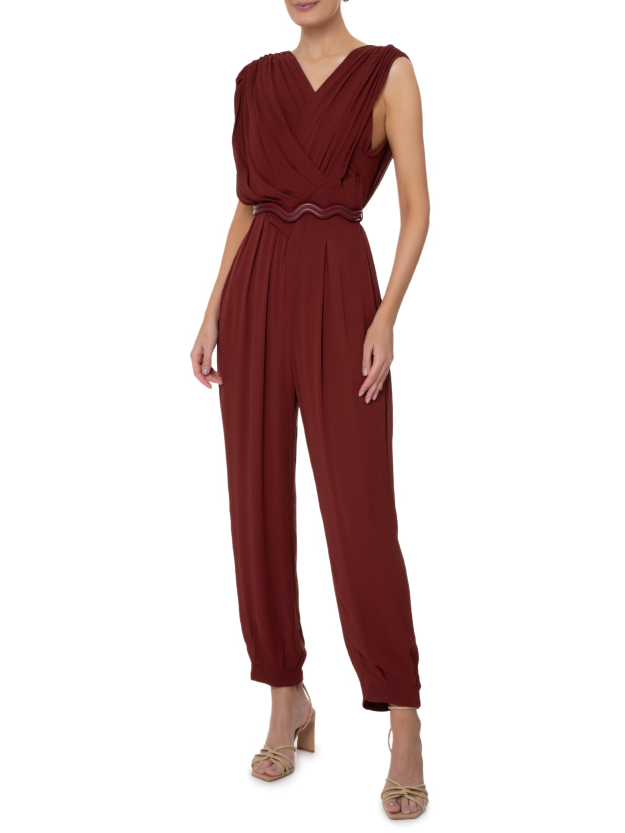 Sandália Feminina Salto Bloco Napa Bege Schutz