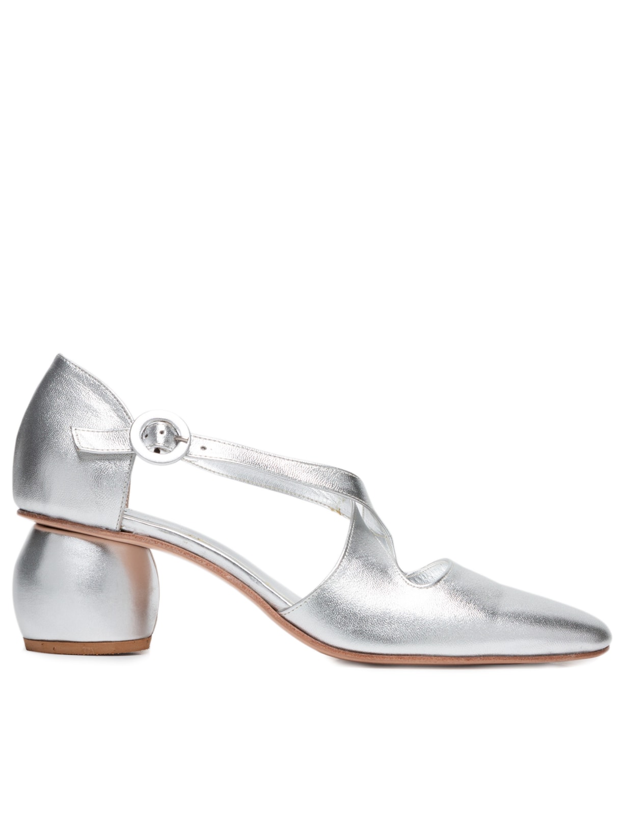 Sandália Feminina Salto Couro Pinga - Prata