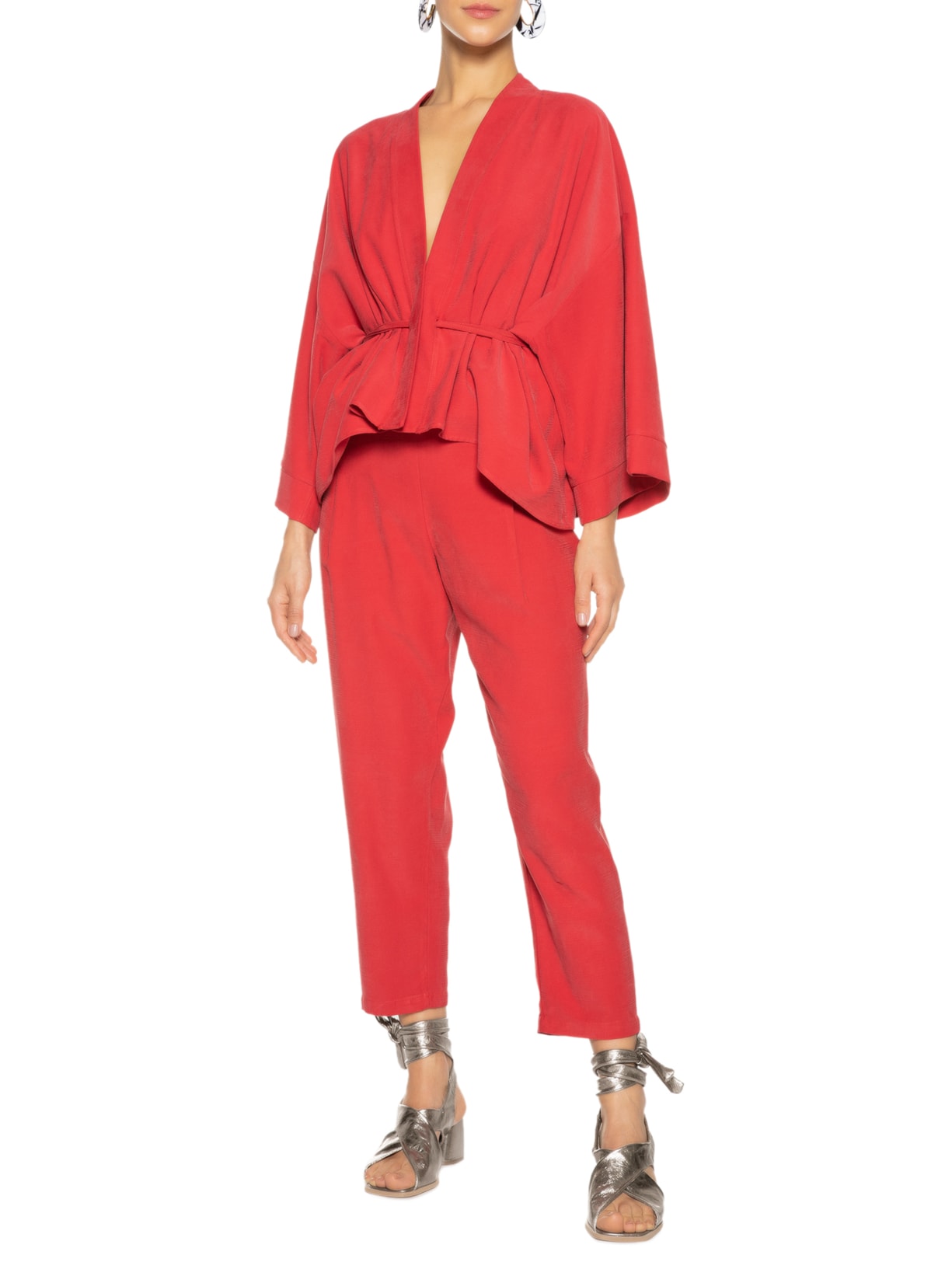 Sandália Feminina Salto Em Couro Amarração Prata '2Essential + Simone Nunes