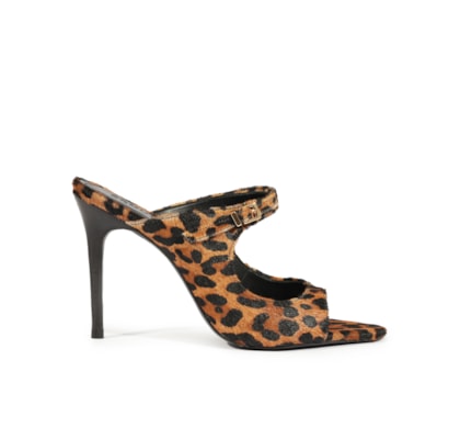 Sandália Feminina Salto Fino Alto Couro - Animal Print
