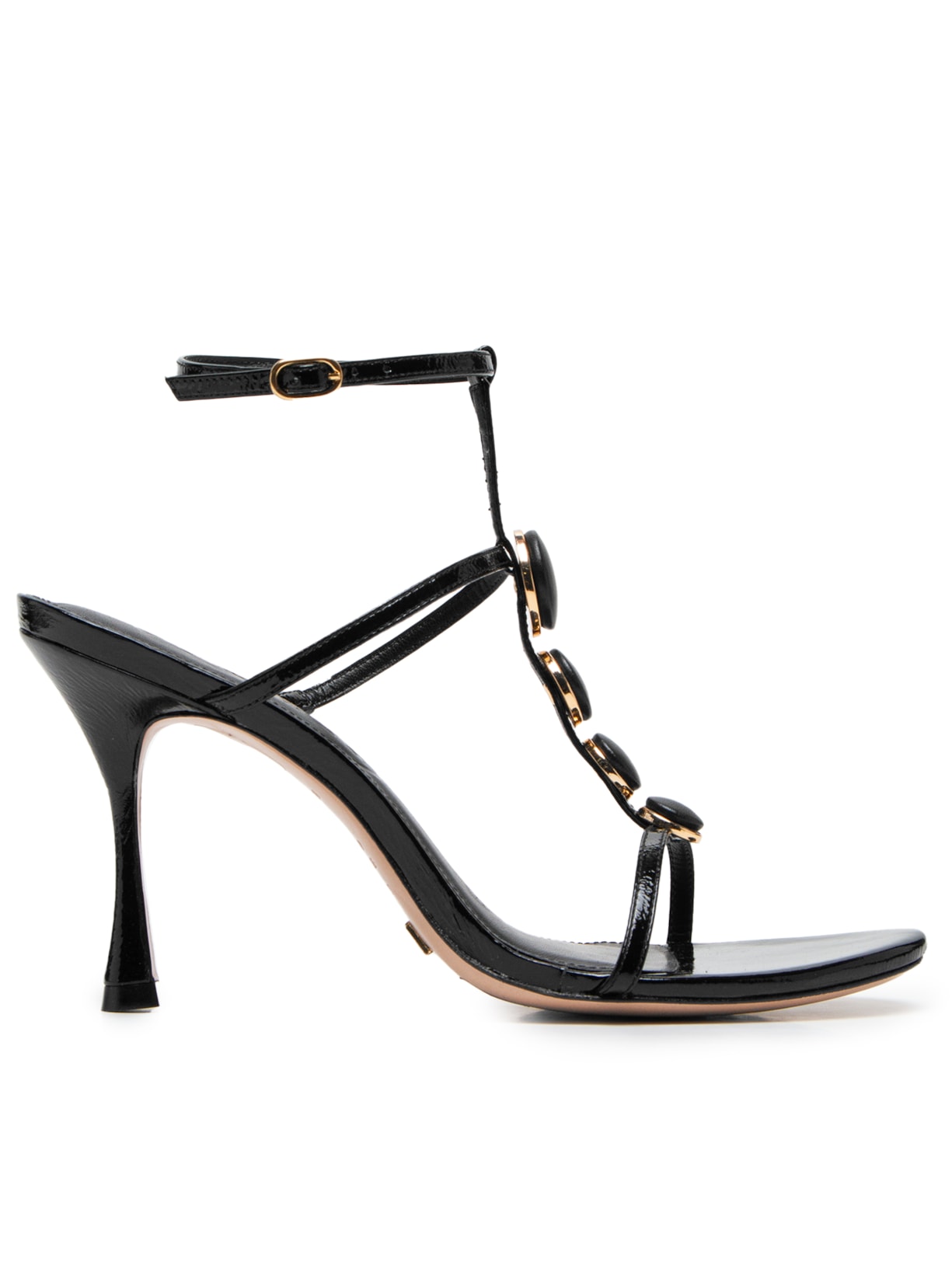 Sandália Feminina Salto Fino Couro - Preto