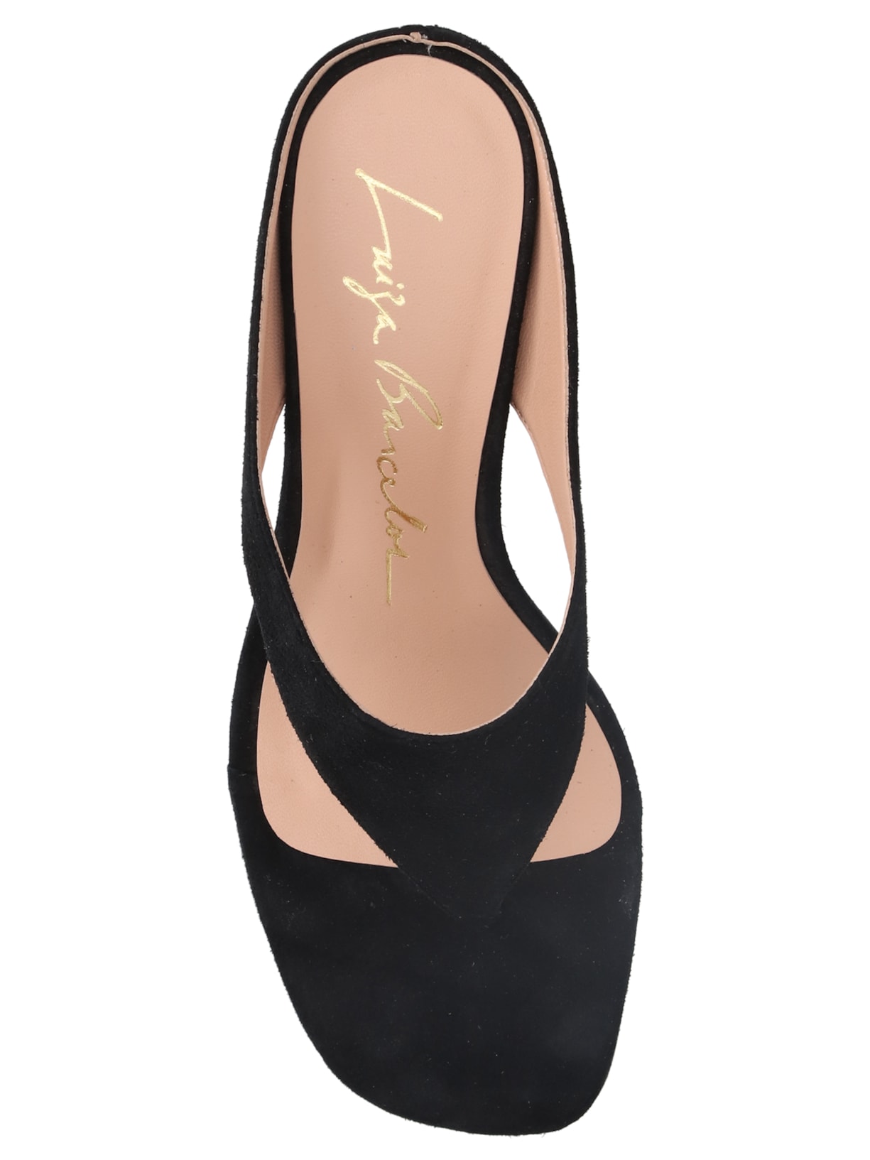 Sandália Feminina Salto Fino Médio Camurça Preto Luiza Barcelos