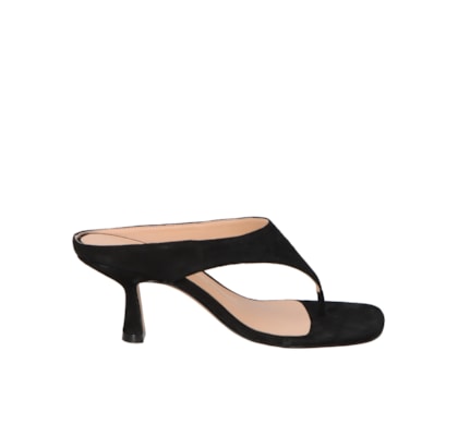 Sandália Feminina Salto Fino Médio Camurça - Preto