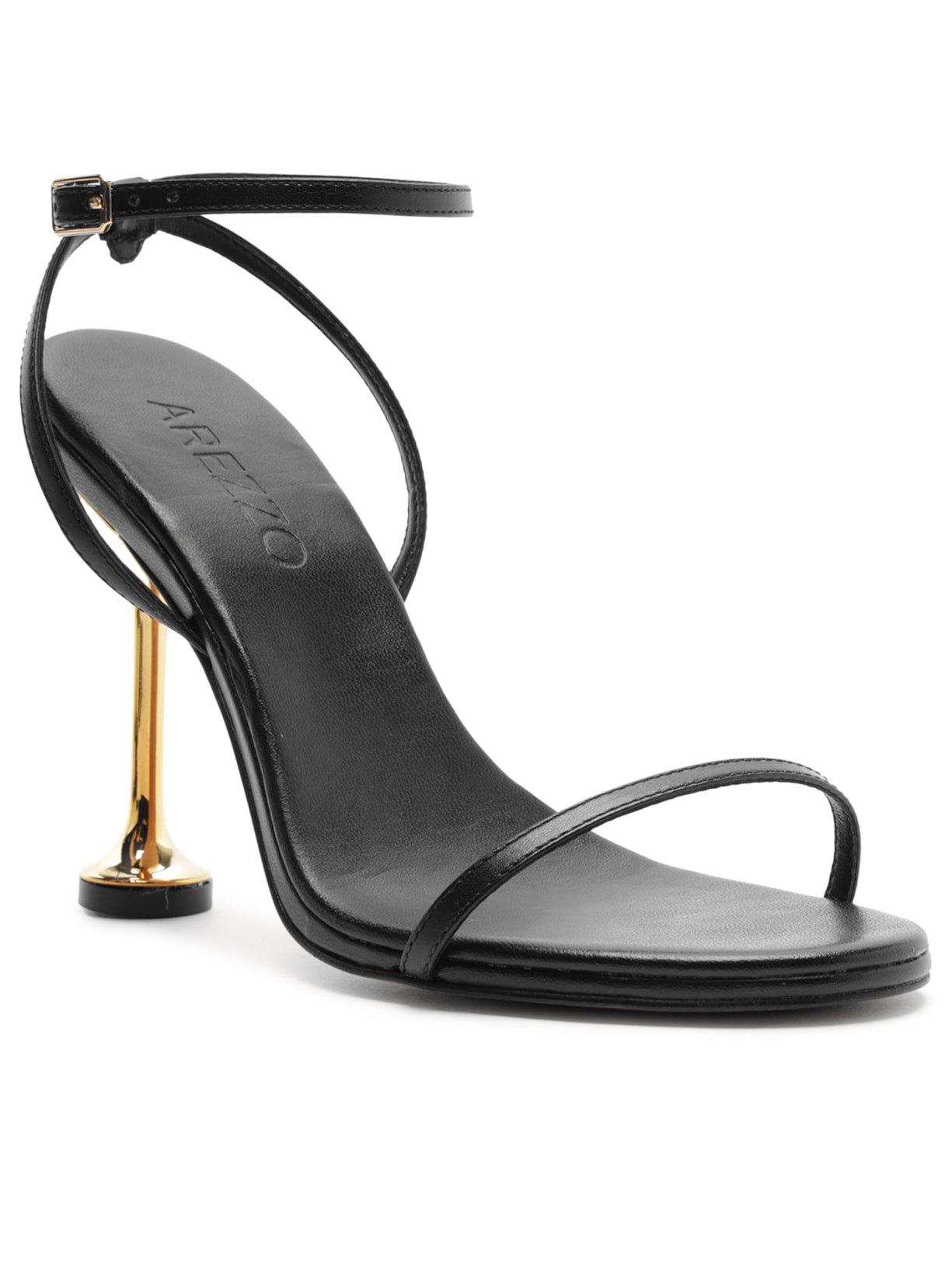 Sandália Feminina Salto Fino Nappa Valencia Preto Arezzo