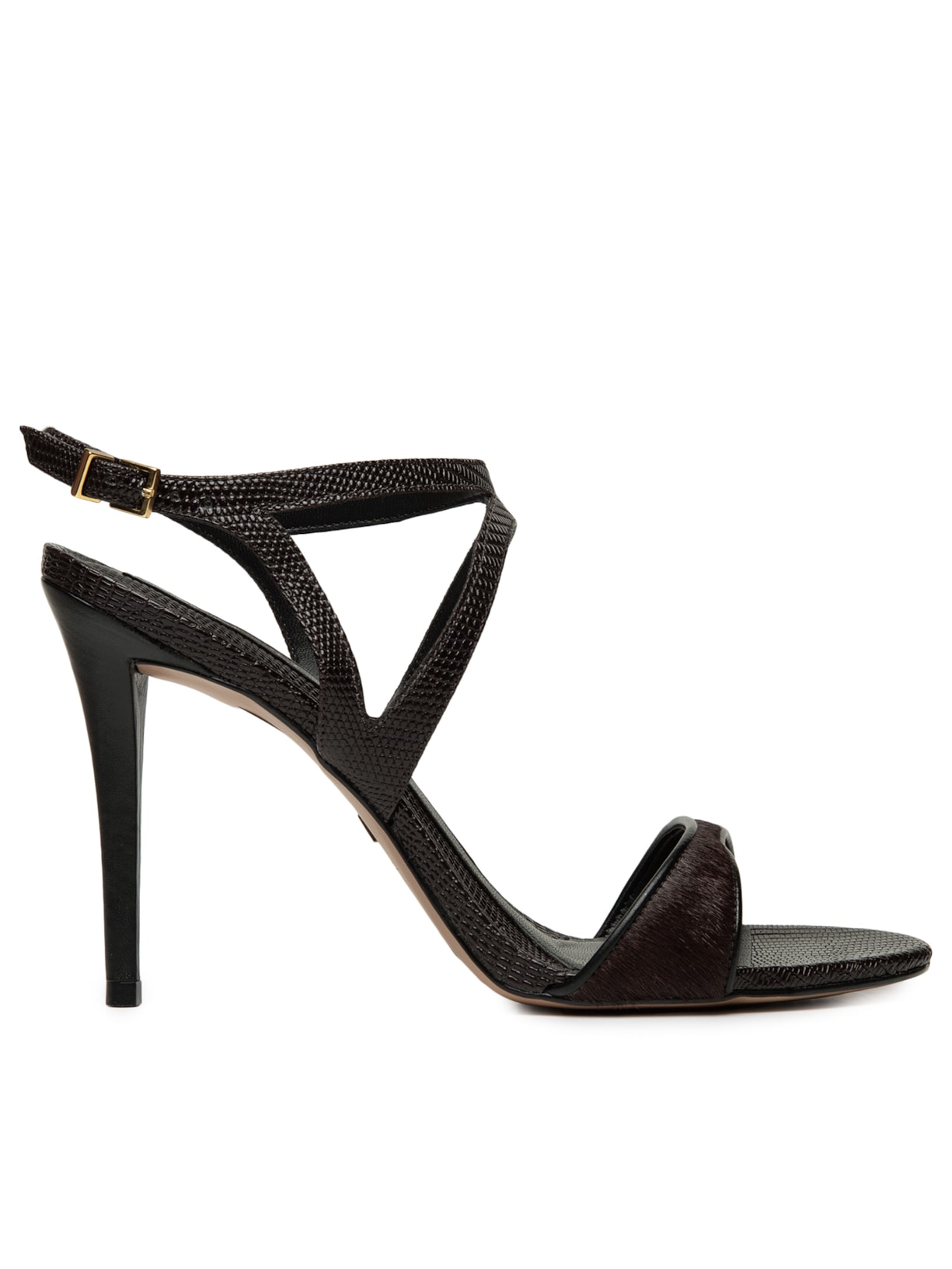 Sandália Feminina Salto Fivela Tiras Preto Arezzo
