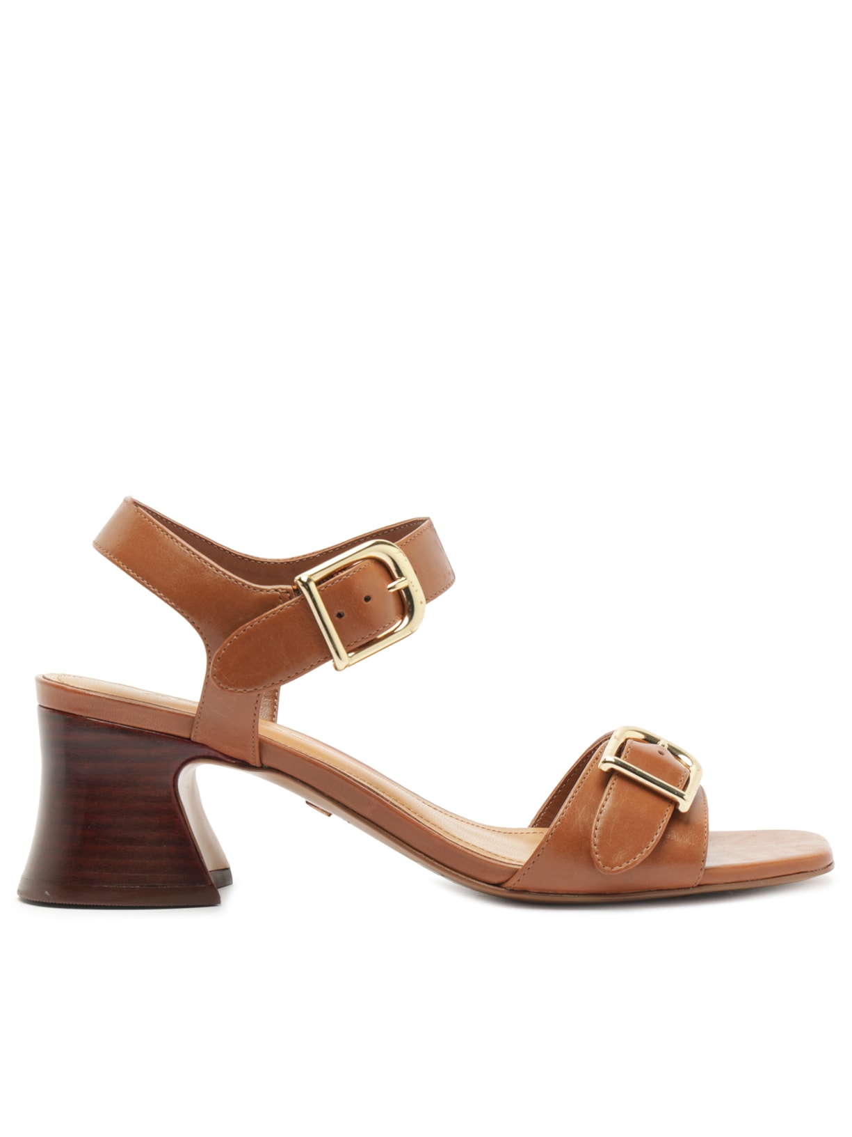 Sandália Feminina Salto Grosso Médio Marrom Arezzo