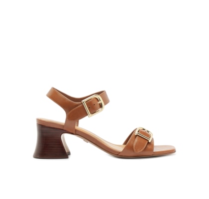 Sandália Feminina Salto Grosso Médio - Marrom