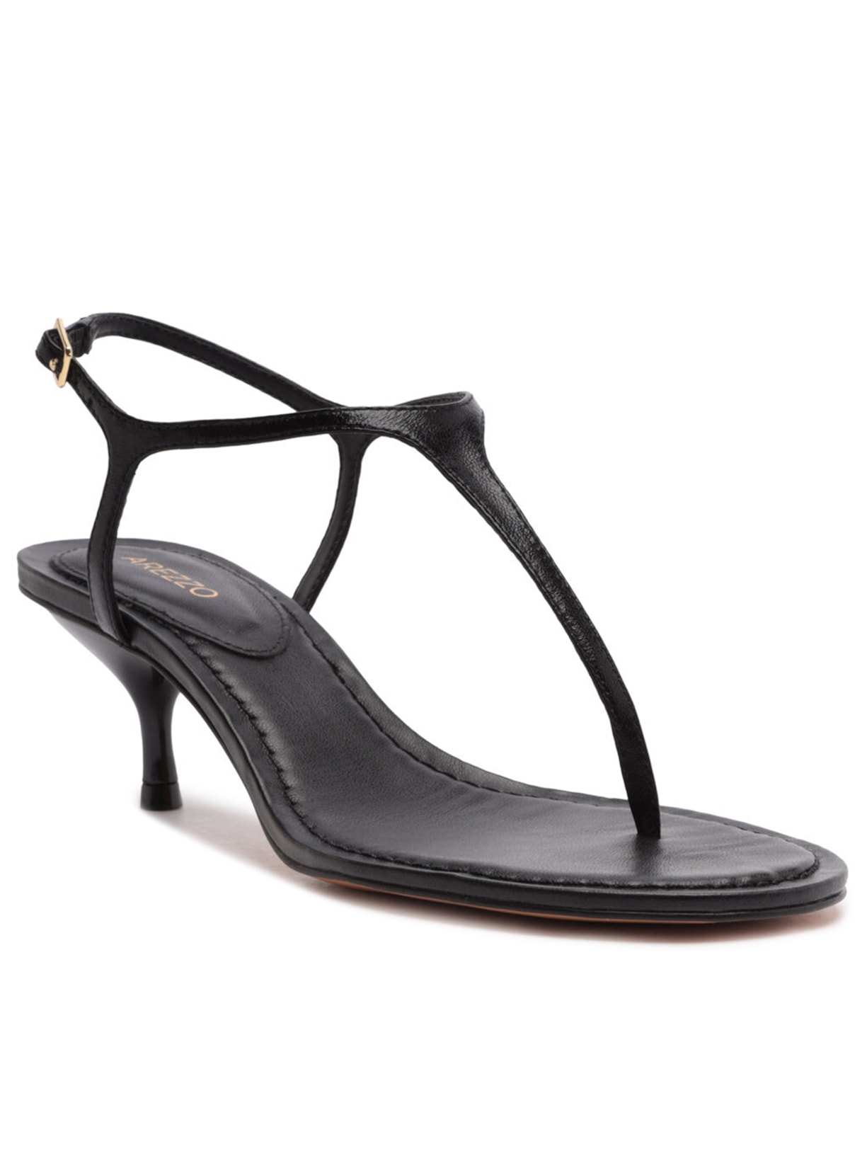 Sandália Feminina Salto Kitten Tira Thong Preto Arezzo