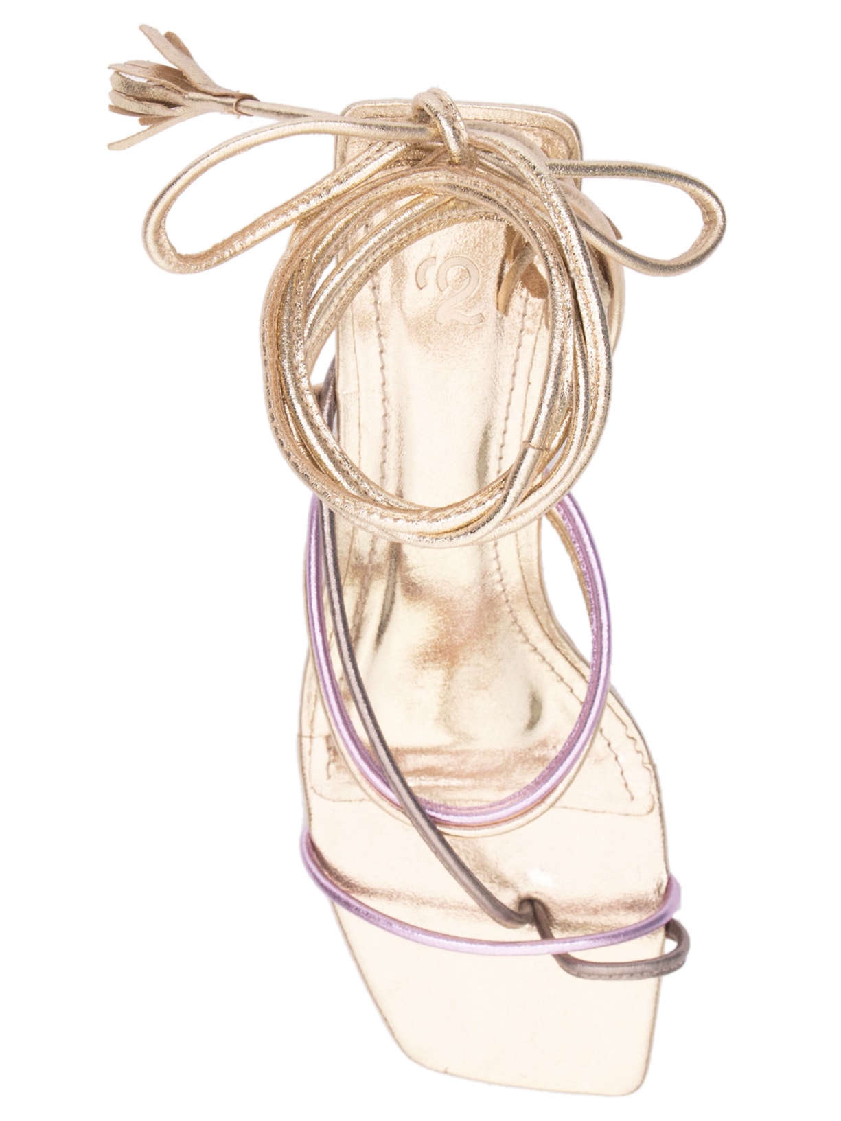 Sandália Feminina Salto Médio Amarração Dourado '2Essential