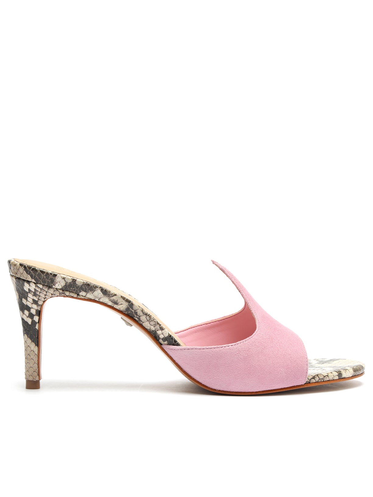 Sandália Feminina Salto Médio Camurça Cabra - Rosa