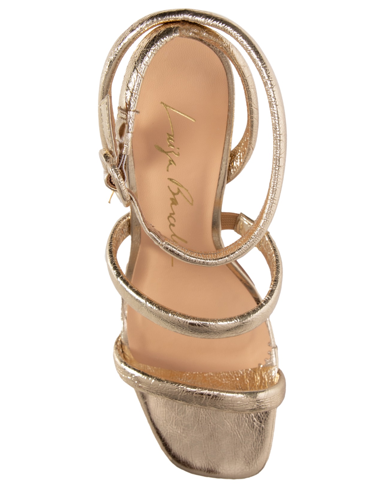 Sandália Feminina Salto Médio Clássica Dourado Luiza Barcelos