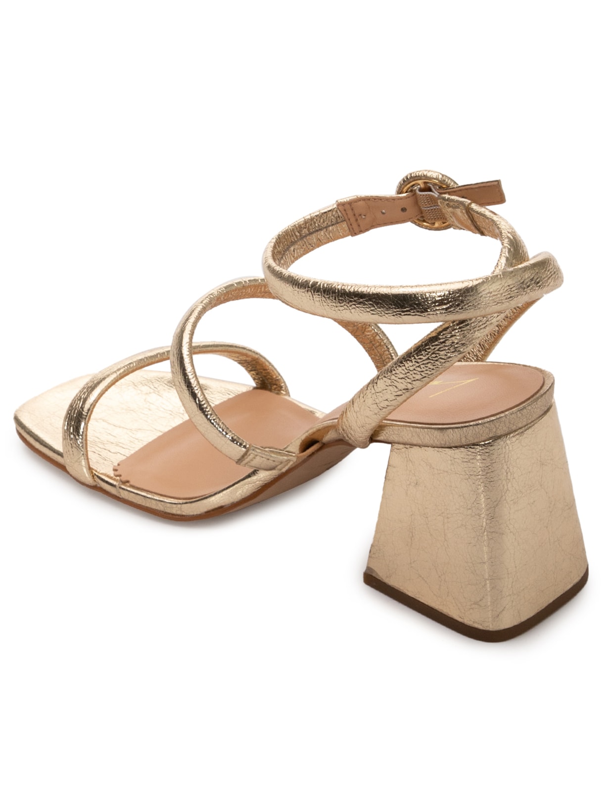 Sandália Feminina Salto Médio Clássica Dourado Luiza Barcelos