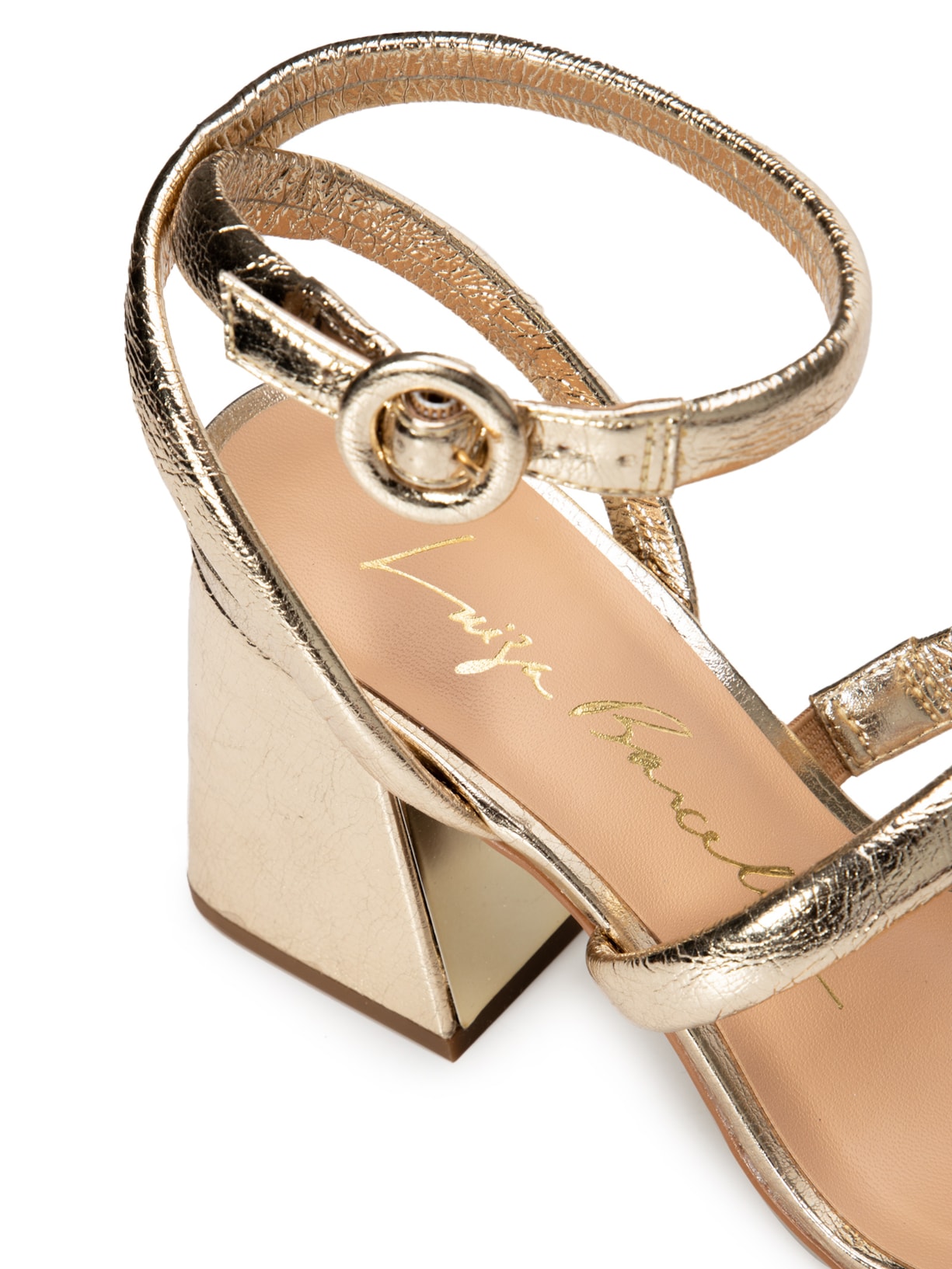 Sandália Feminina Salto Médio Clássica Dourado Luiza Barcelos