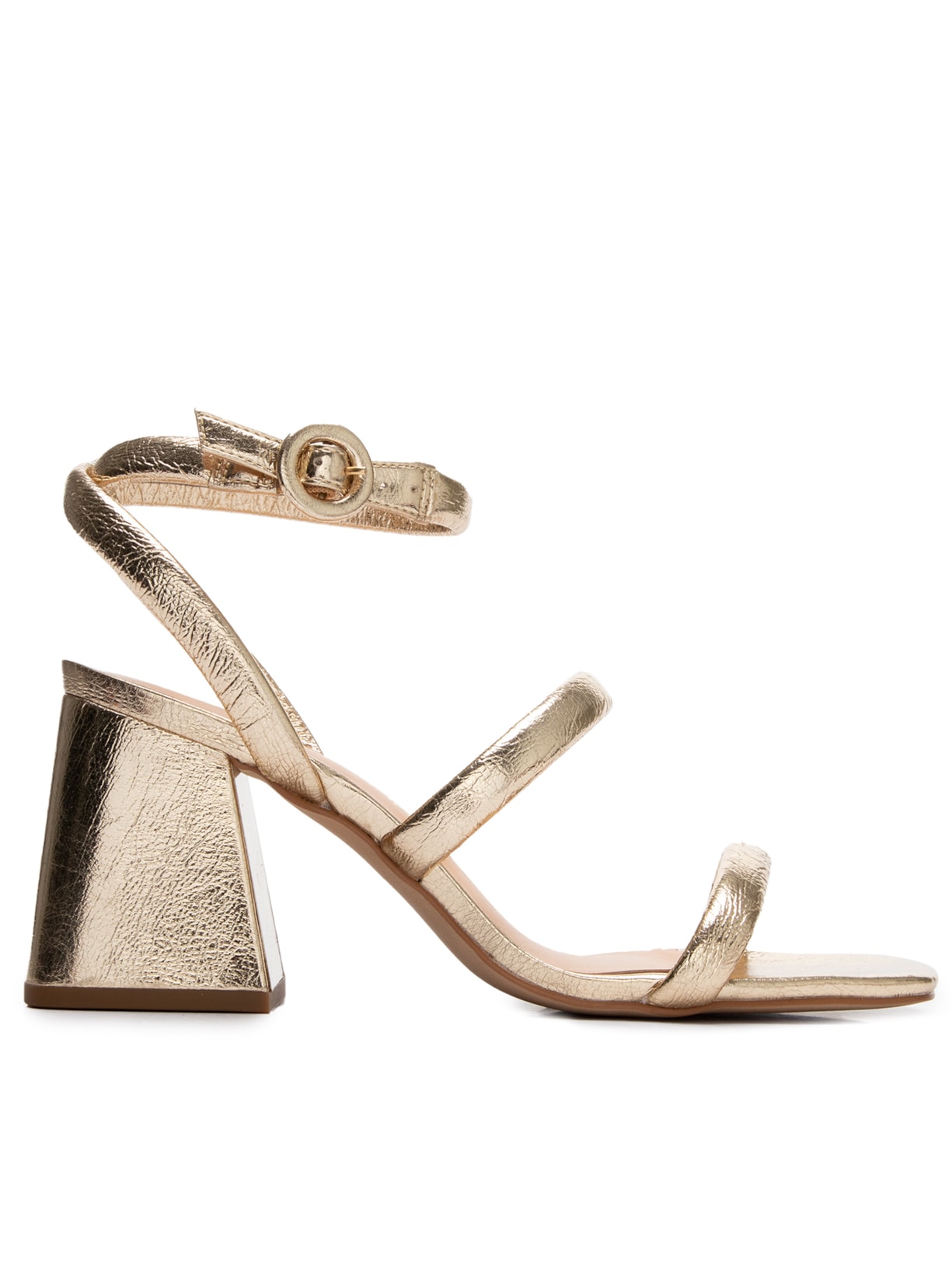 Sandália Feminina Salto Médio Clássica - Dourado