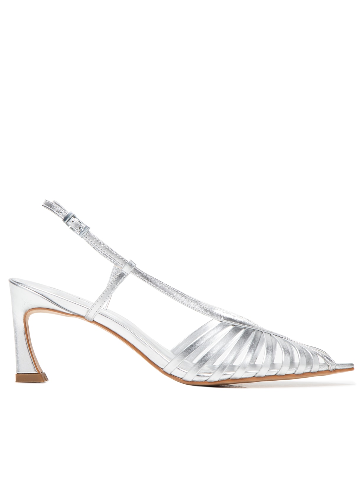 Sandália Feminina Salto Médio Tiras - Prata