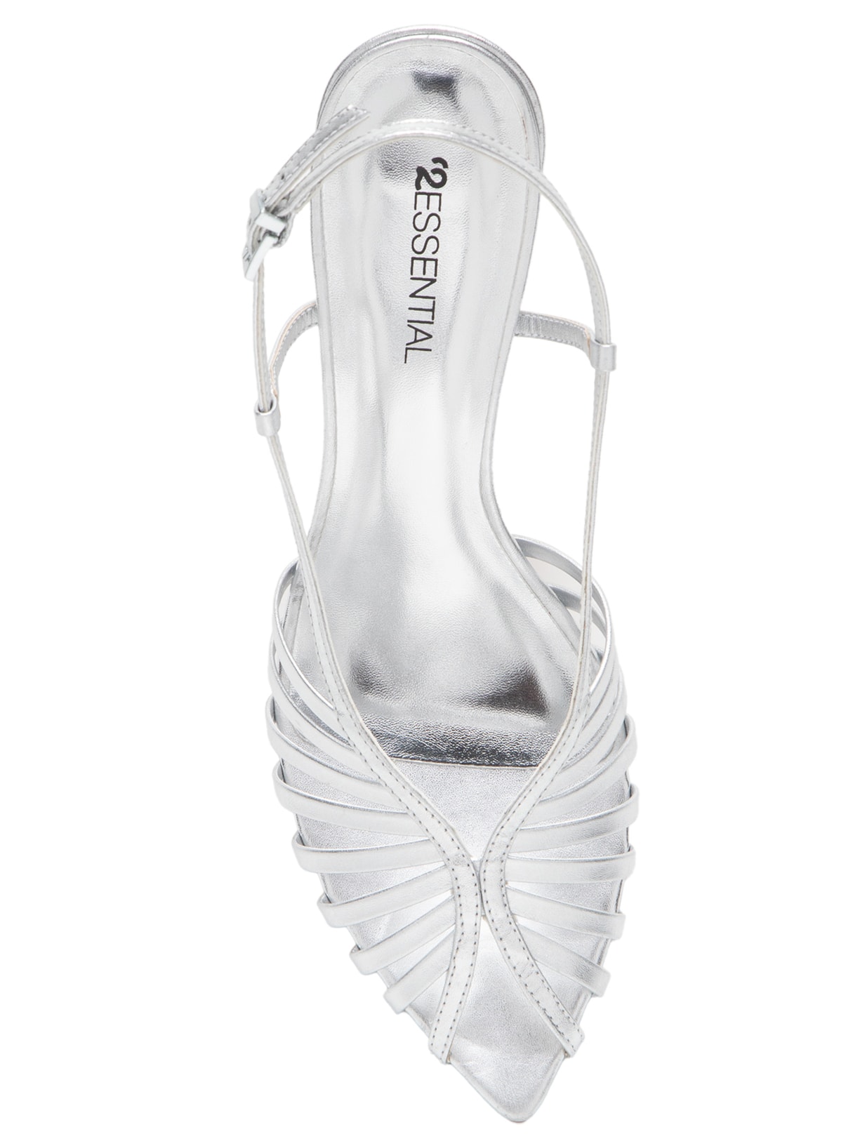 Sandália Feminina Salto Médio Tiras Prata '2Essential