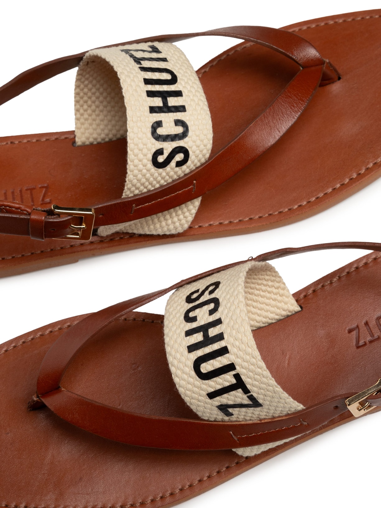 Sandália Feminina Salto Rasteiro Bege Schutz