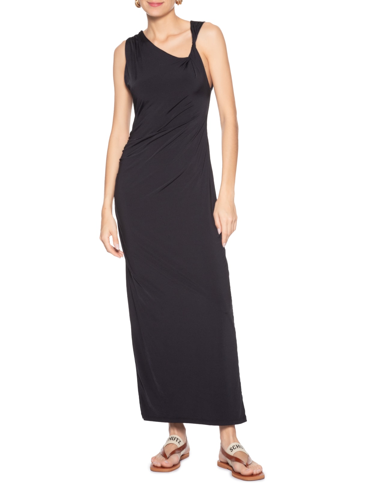 Sandália Feminina Salto Rasteiro Bege Schutz