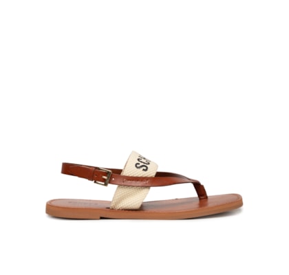 Sandália Feminina Salto Rasteiro - Bege