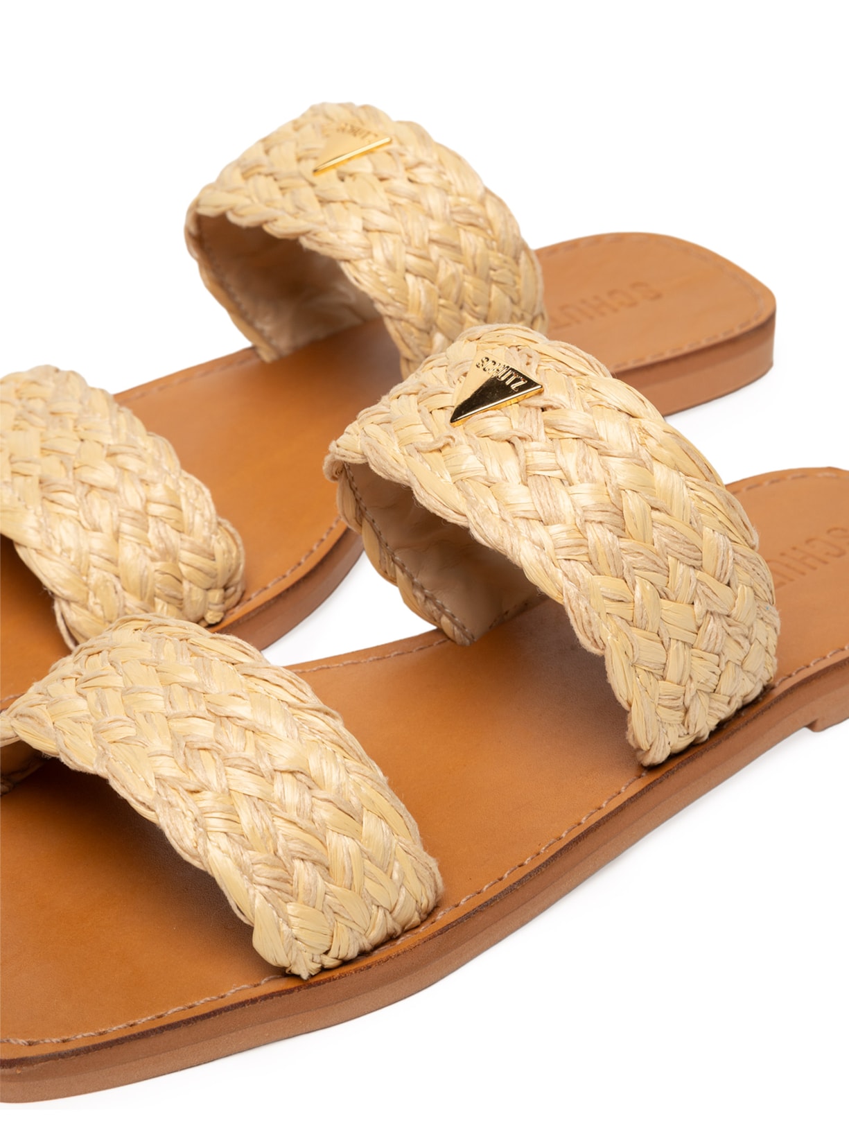 Sandália Feminina Salto Rasteiro Bege Schutz