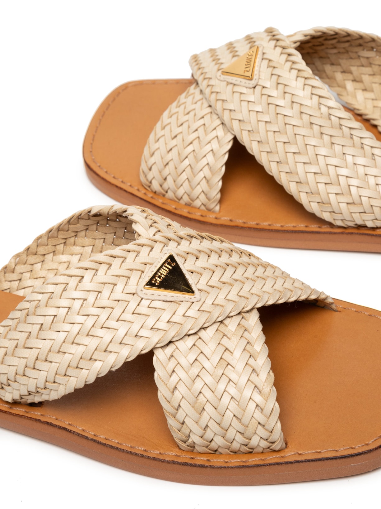 Sandália Feminina Salto Rasteiro Branco Schutz