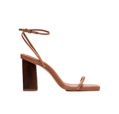 Sandália Feminina Salto Tourino Leather - Marrom