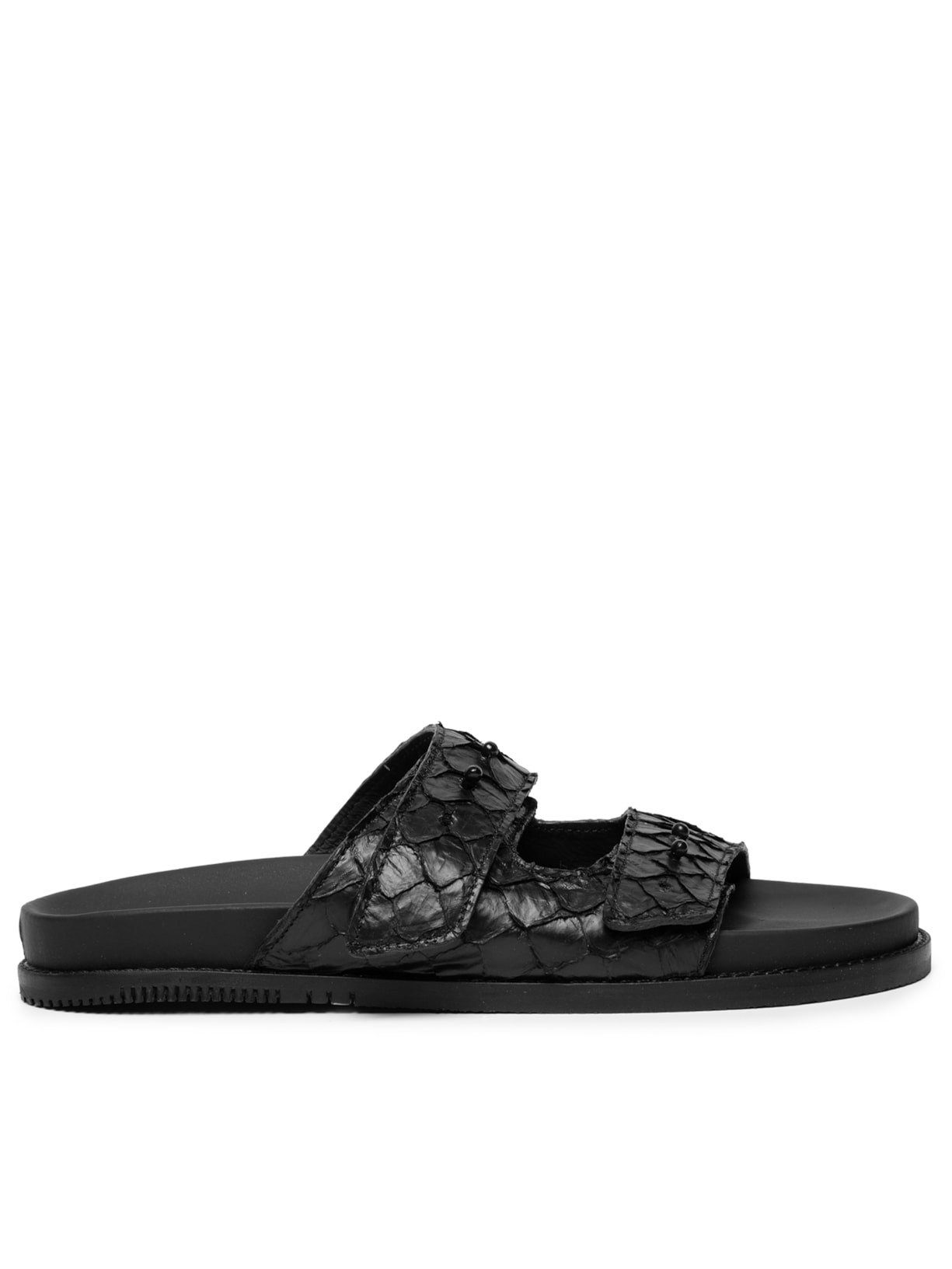 Sandália Feminina Slide Tiras Pirarucu Preto Osklen