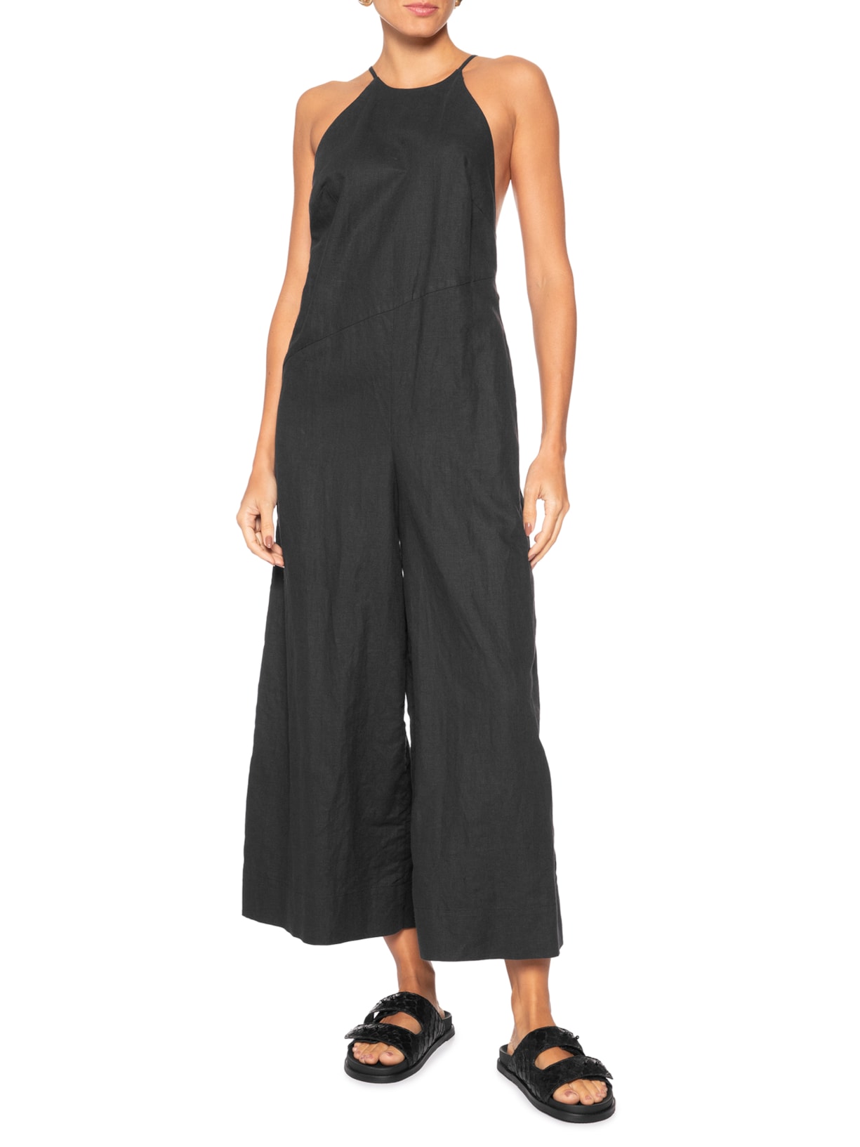 Sandália Feminina Slide Tiras Pirarucu Preto Osklen