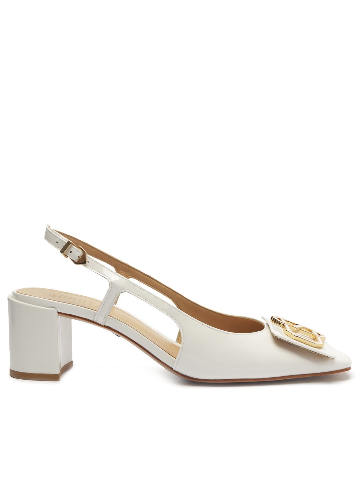 Sandália Feminina Slingback Verniz Branco Schutz