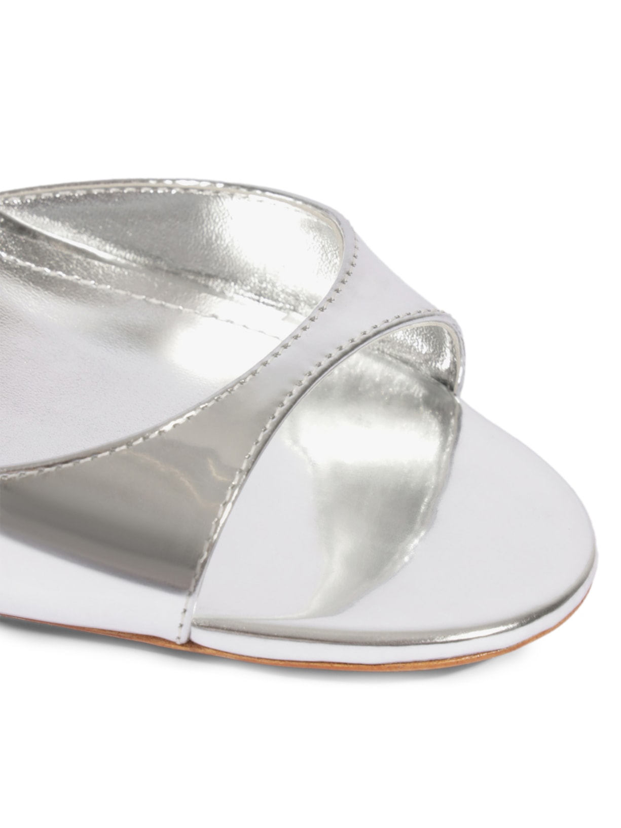 Sandália Feminina Stella Mule Couro Prateado Schutz