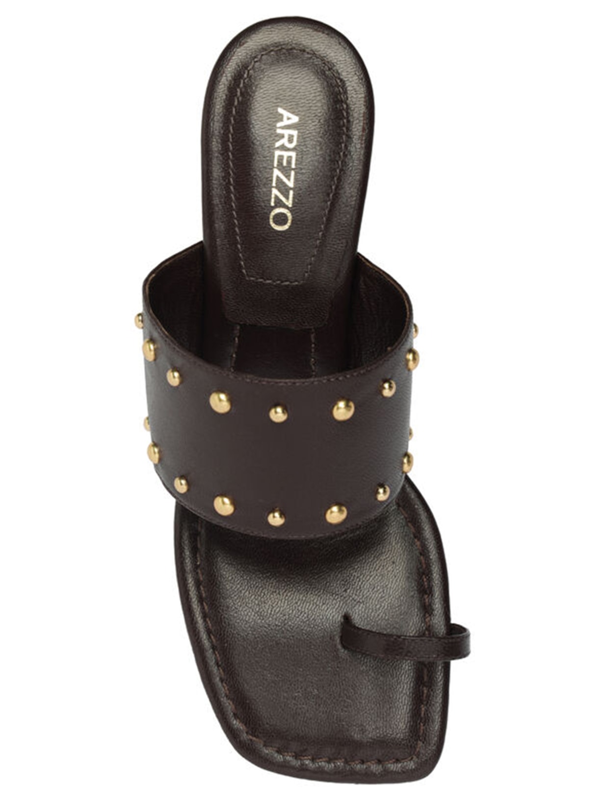 Sandália Feminina Tachas Metálicas Marrom Arezzo