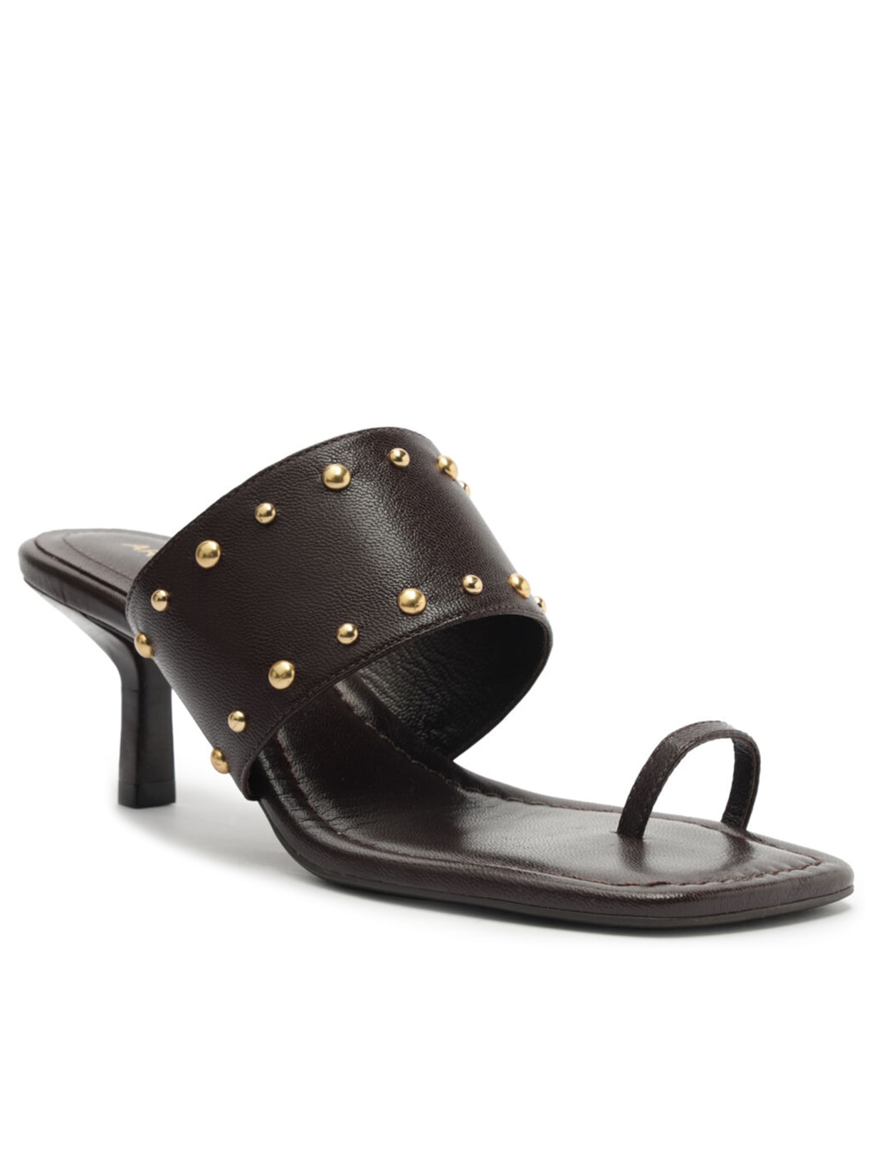 Sandália Feminina Tachas Metálicas Marrom Arezzo