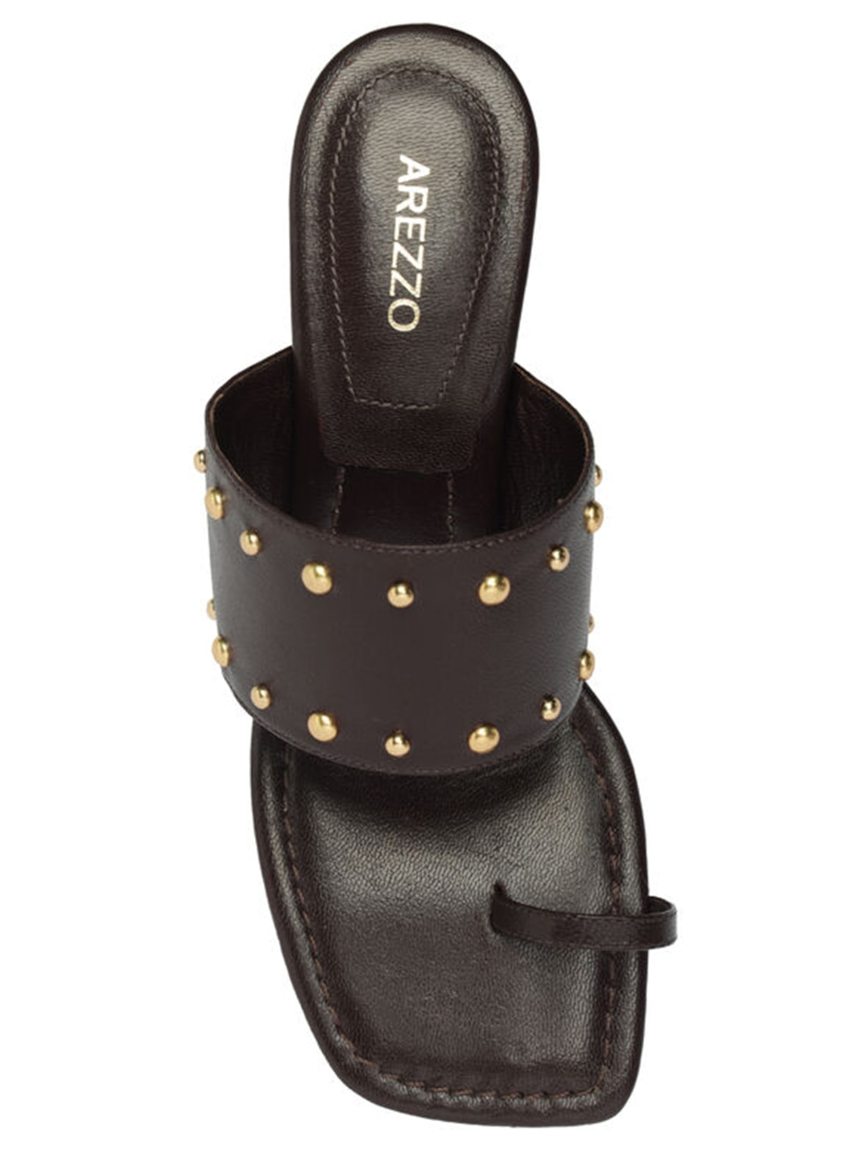 Sandália Feminina Tachas Metálicas Marrom Arezzo