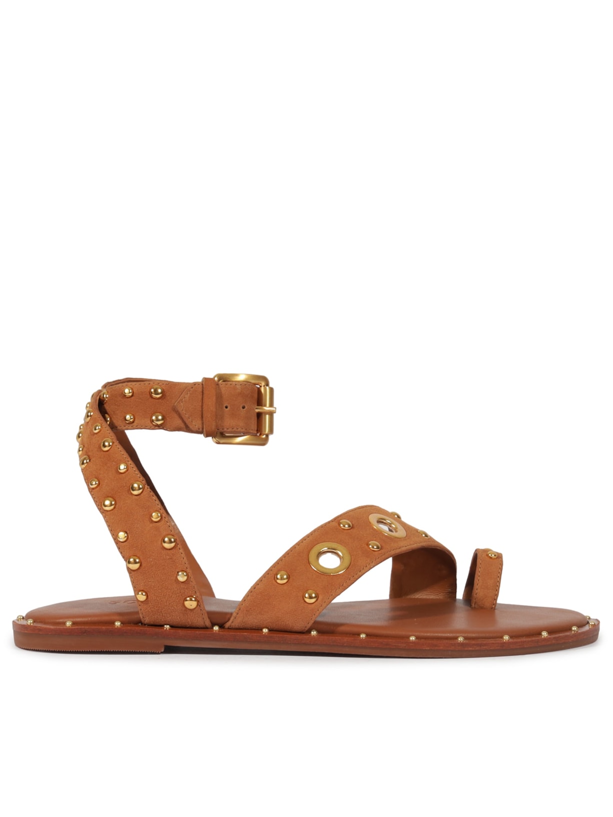 Sandália Feminina Tachas Metálicas Marrom Schutz