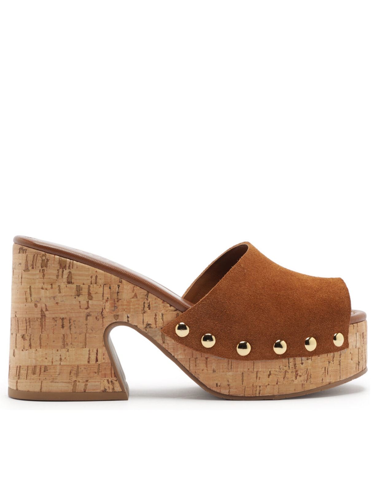 Sandália Feminina Tamanco Acamurçado Meia Pata Cortiça - Marrom