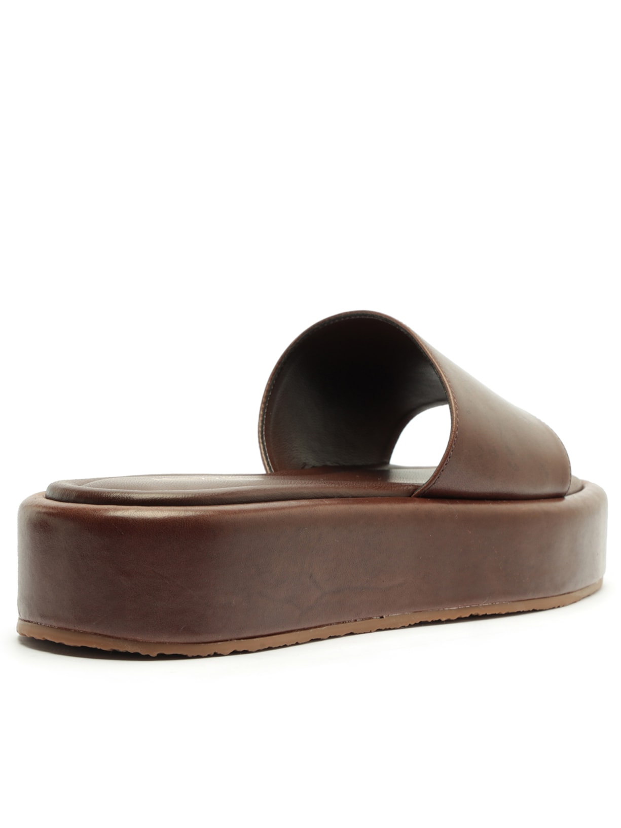 Sandália Feminina Tamanco Couro Flatform Tira Emma Marrom Arezzo