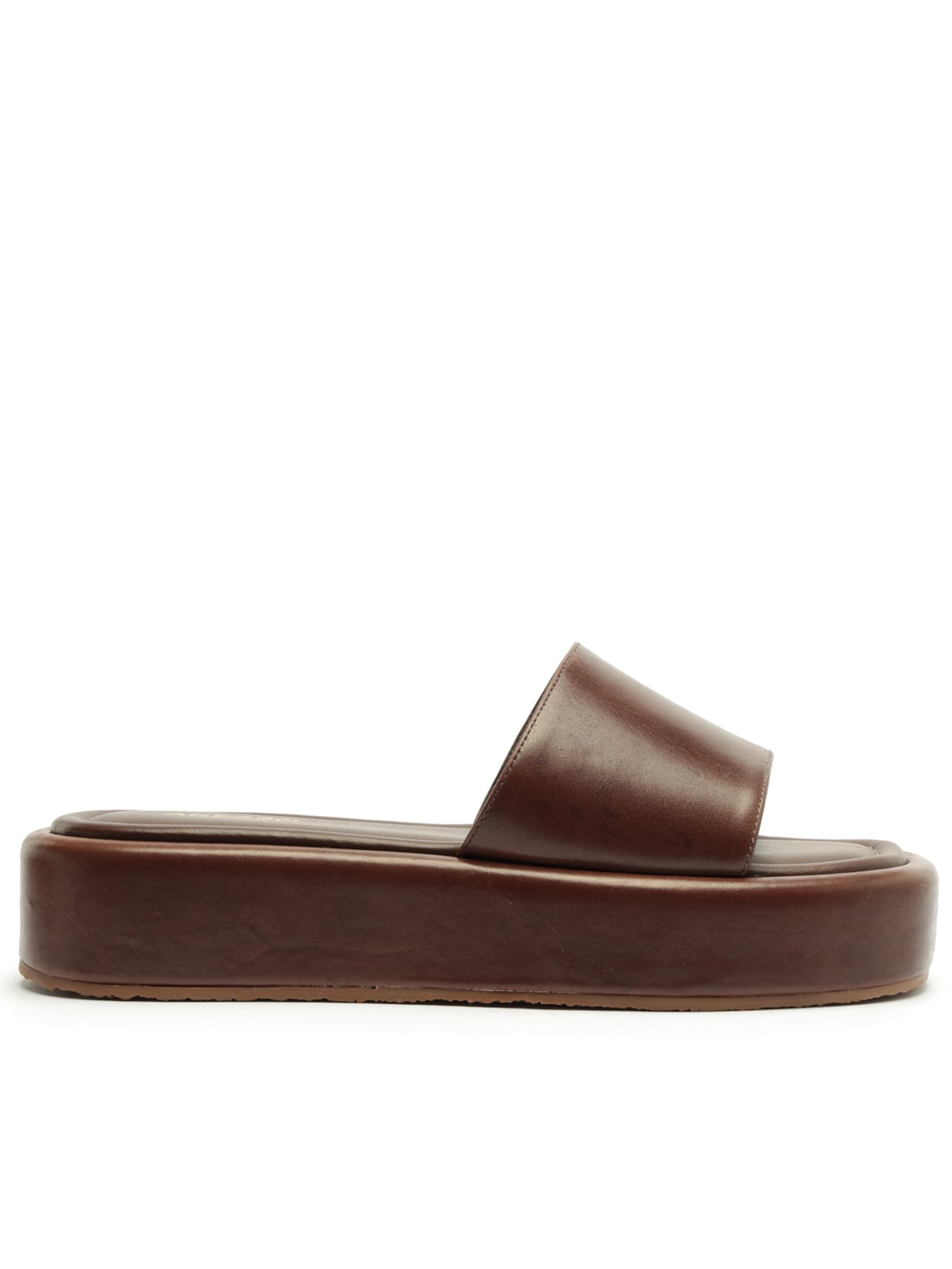 Sandália Feminina Tamanco Couro Flatform Tira Emma - Marrom