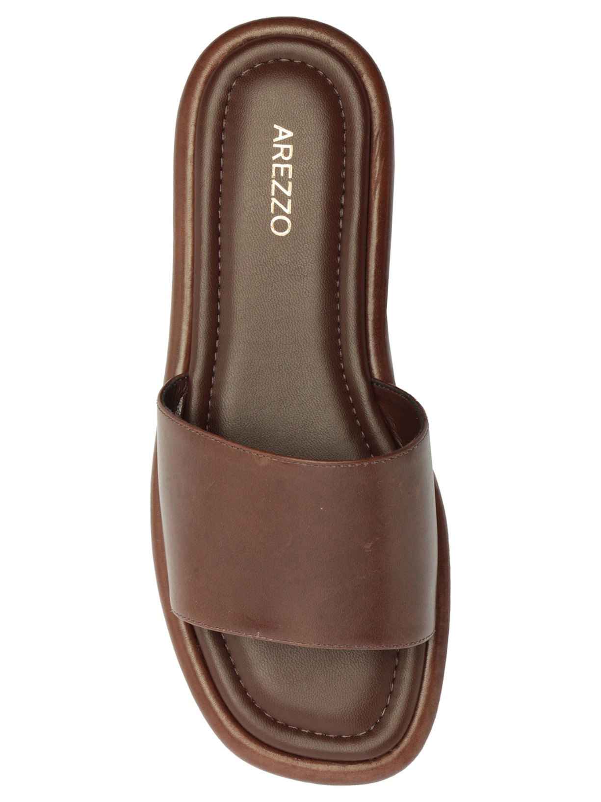 Sandália Feminina Tamanco Couro Flatform Tira Emma Marrom Arezzo