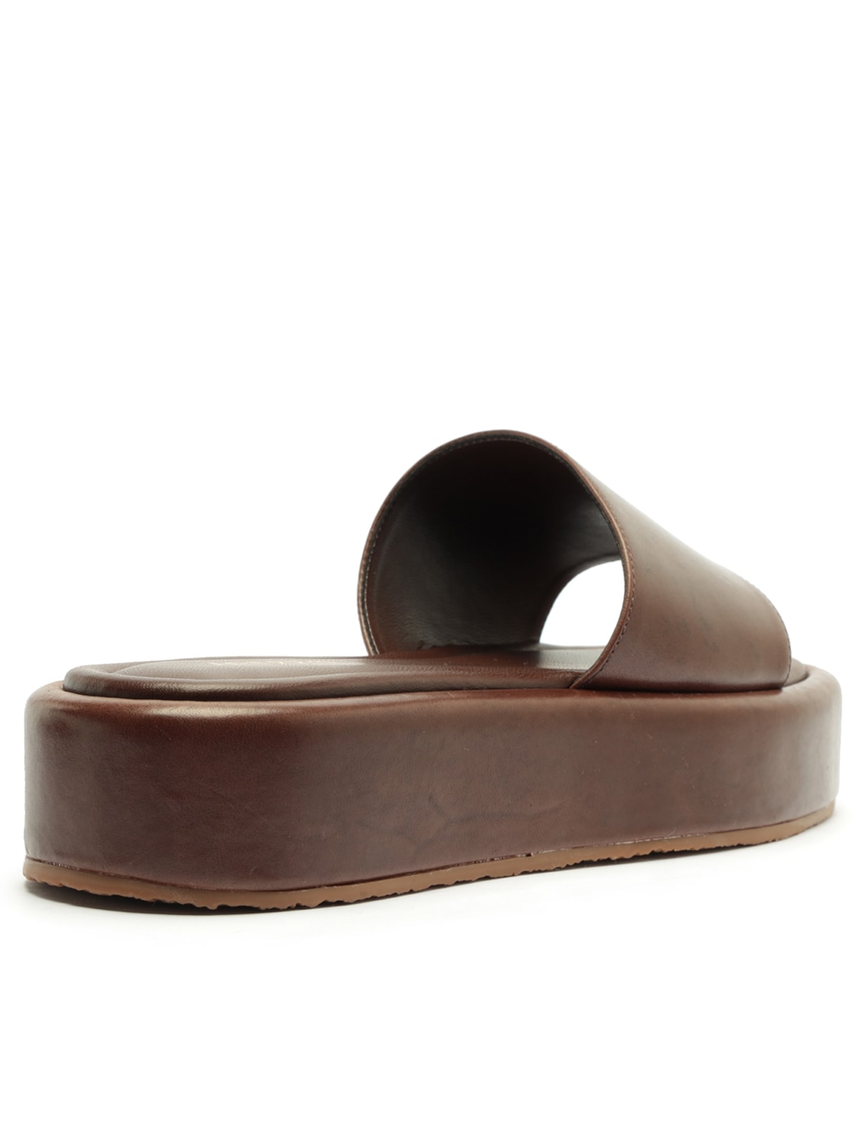 Sandália Feminina Tamanco Couro Flatform Tira Emma Marrom Arezzo