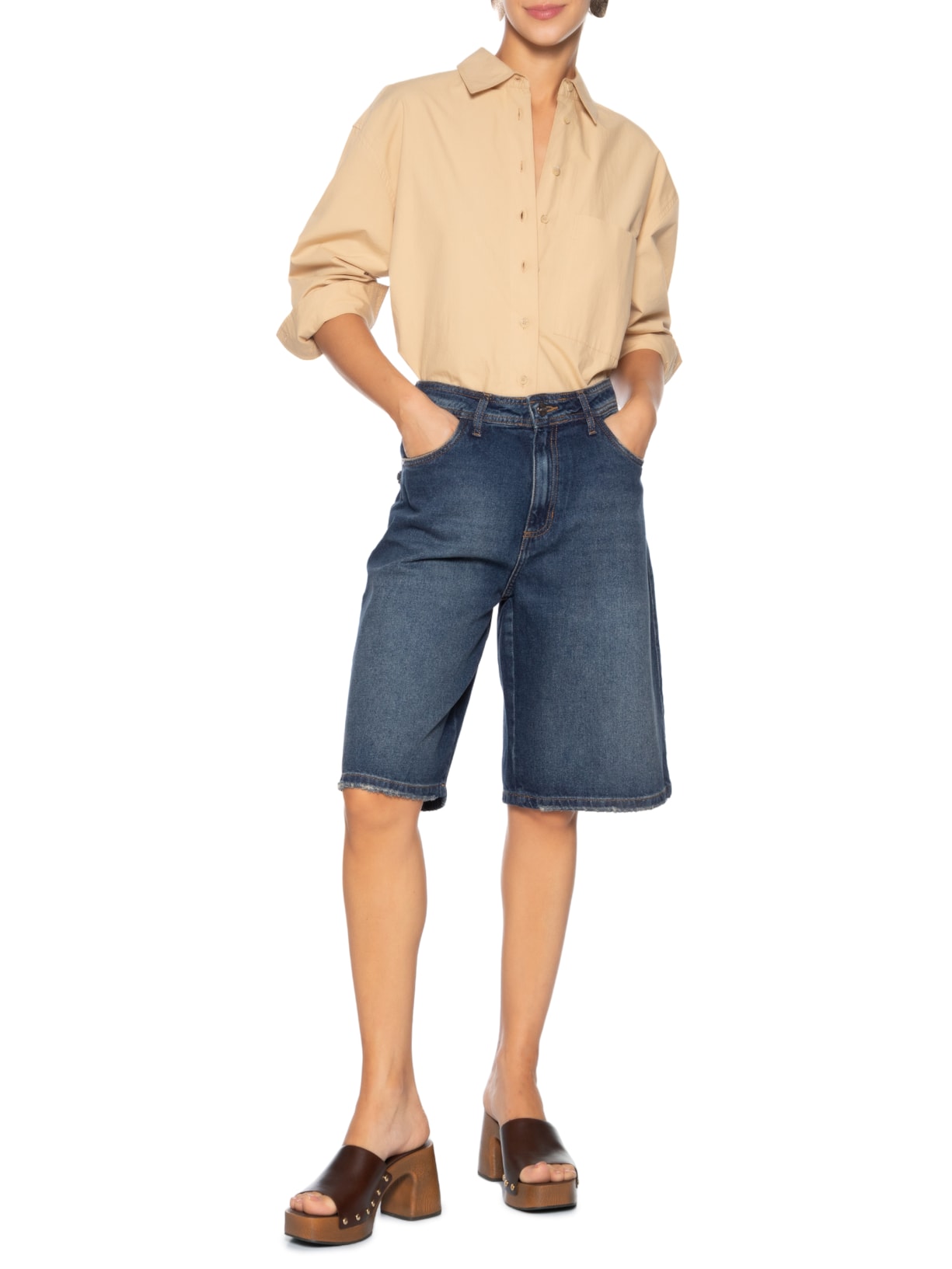 Sandália Feminina Tamanco Couro Meia Pata Madeira Marrom Arezzo