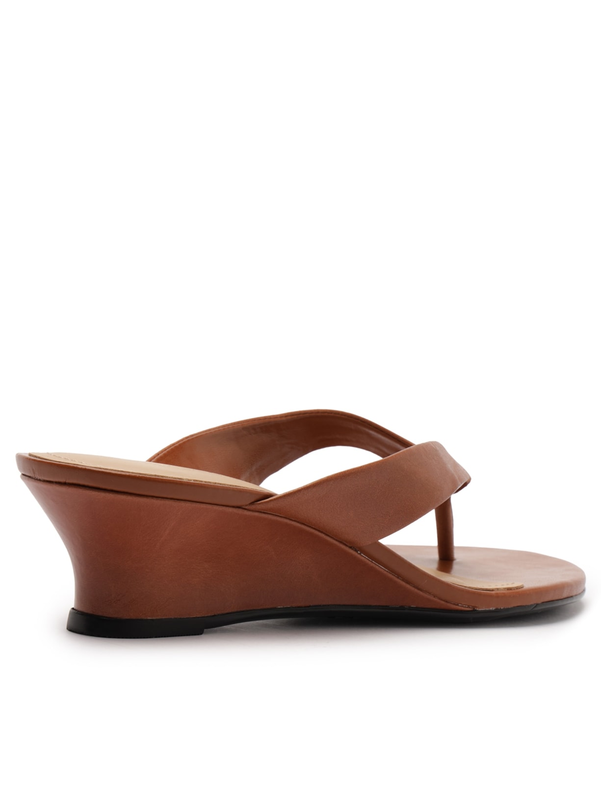 Sandália Feminina Tamanco Couro Salto Anabela Flip Flop Marrom Arezzo