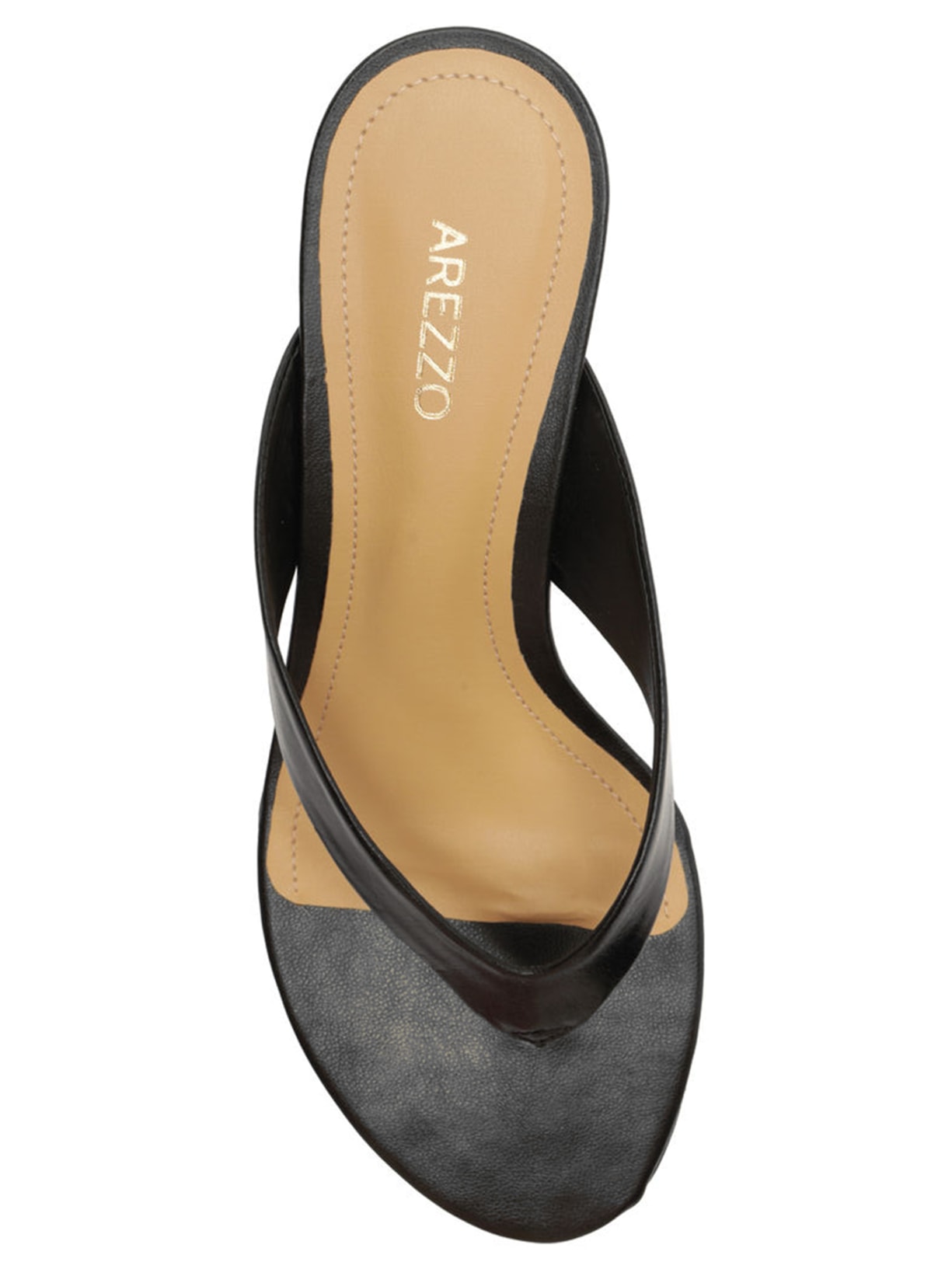 Sandália Feminina Tamanco Couro Salto Anabela Flip Flop Preto Arezzo