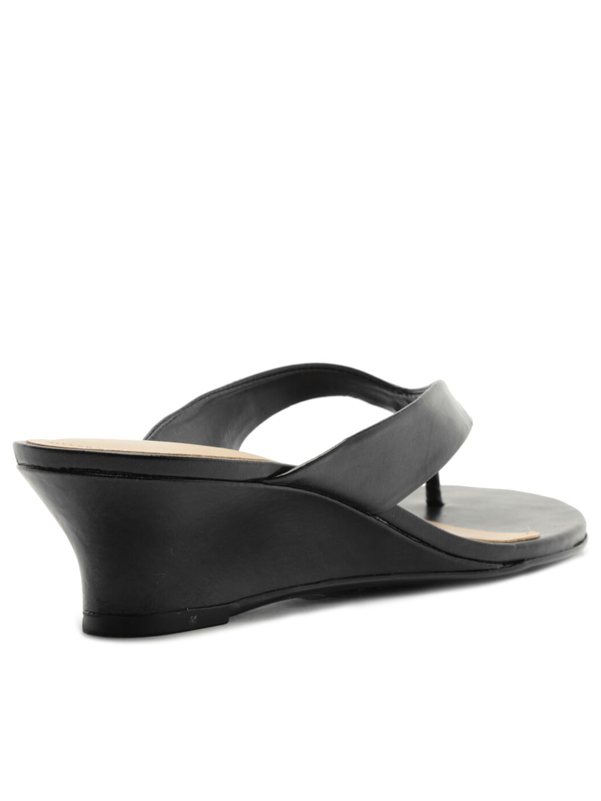 Sandália Feminina Tamanco Couro Salto Anabela Flip Flop Preto Arezzo