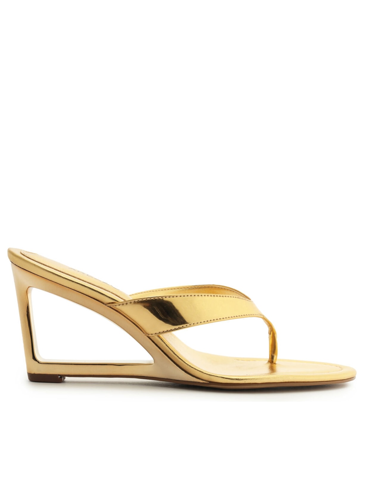 Sandália Feminina Tamanco Dourada Salto Geométrico Flip Flop - Dourada