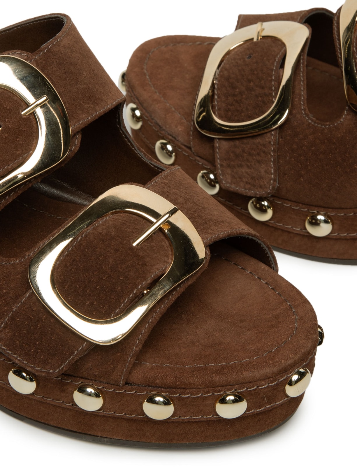 Sandália Feminina Tamanco Em Couro Camurça Marrom Market 33