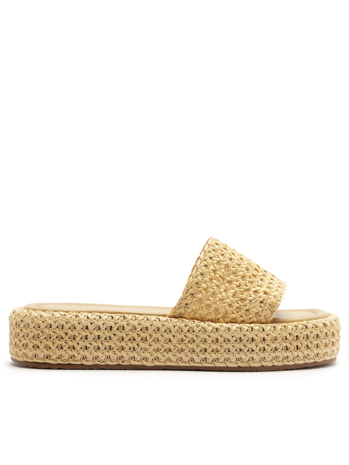 Sandália Feminina Tamanco Palha Natural Flatform Tira Emma Bege Arezzo